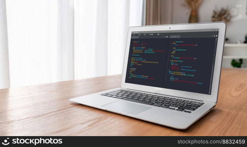 Software development programming on computer screen for modish application and program coding. Software development programming on computer screen for modish application