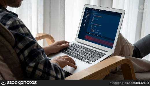 Software development programming on computer screen for modish application and program coding. Software development programming on computer screen for modish application