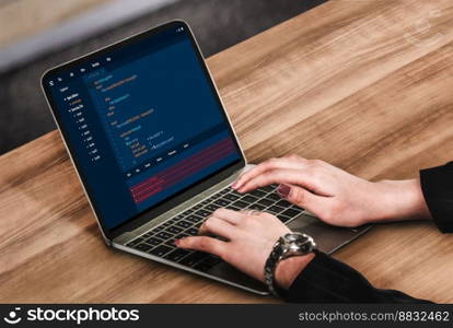 Software development programming on computer screen for modish application and program coding. Software development programming on computer screen for modish application