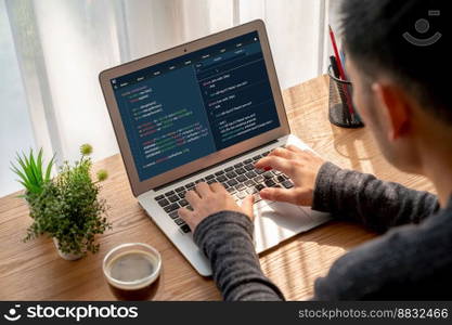 Software development programming on computer screen for modish application and program coding. Software development programming on computer screen for modish application