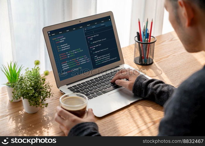 Software development programming on computer screen for modish application and program coding. Software development programming on computer screen for modish application