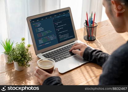 Software development programming on computer screen for modish application and program coding. Software development programming on computer screen for modish application