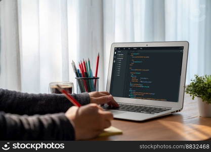 Software development programming on computer screen for modish application and program coding. Software development programming on computer screen for modish application