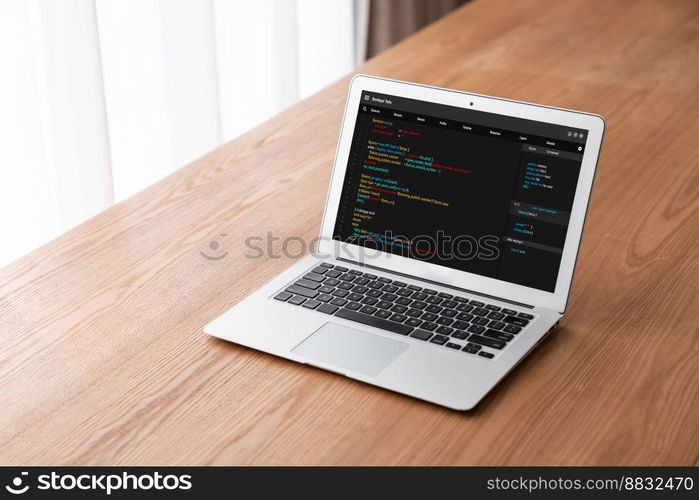 Software development programming on computer screen for modish application and program coding. Software development programming on computer screen for modish application
