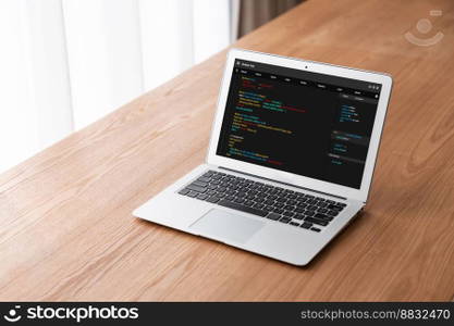 Software development programming on computer screen for modish application and program coding. Software development programming on computer screen for modish application
