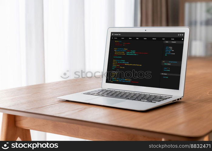 Software development programming on computer screen for modish application and program coding. Software development programming on computer screen for modish application