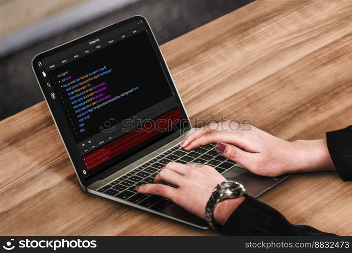 Software development programming on computer screen for modish application and program coding. Software development programming on computer screen for modish application