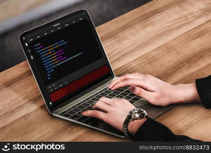 Software development programming on computer screen for modish application and program coding. Software development programming on computer screen for modish application