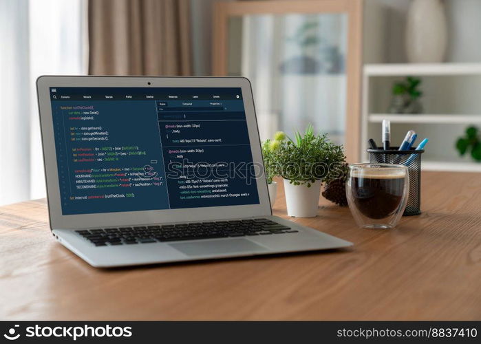 Software development programming on computer screen for modish application and program coding. Software development programming on computer screen for modish application