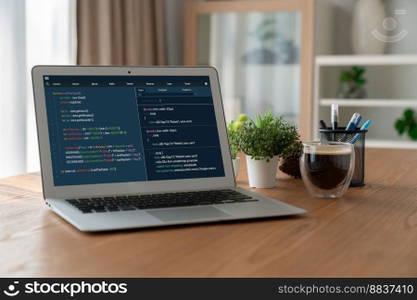 Software development programming on computer screen for modish application and program coding. Software development programming on computer screen for modish application