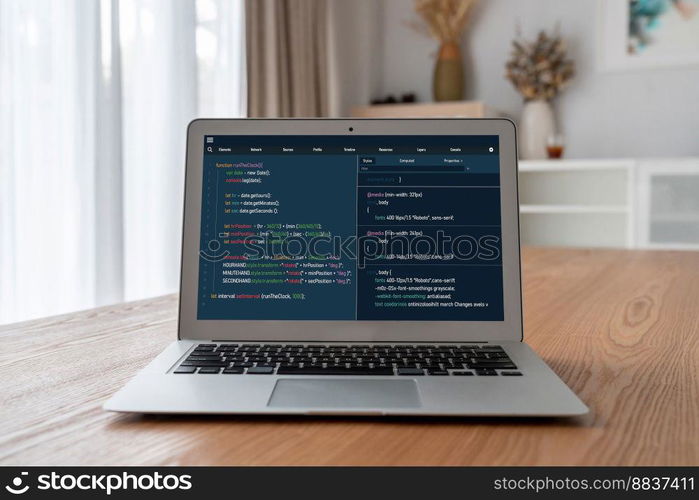 Software development programming on computer screen for modish application and program coding. Software development programming on computer screen for modish application