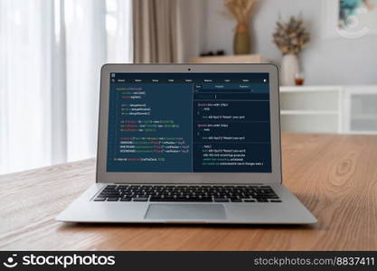 Software development programming on computer screen for modish application and program coding. Software development programming on computer screen for modish application
