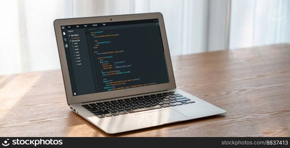 Software development programming on computer screen for modish application and program coding. Software development programming on computer screen for modish application