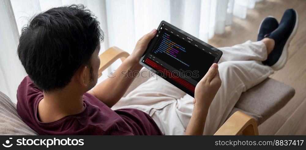 Software development programming on computer screen for modish application and program coding. Software development programming on computer screen for modish application