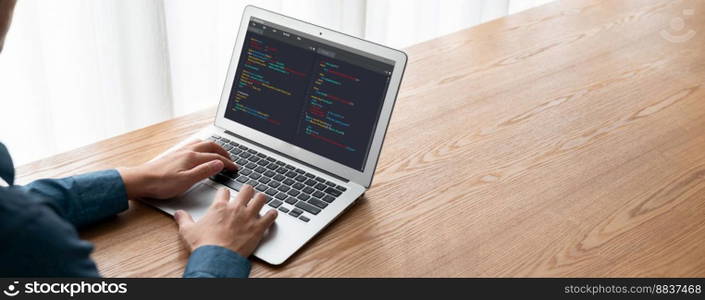 Software development programming on computer screen for modish application and program coding. Software development programming on computer screen for modish application