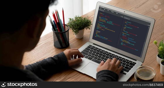 Software development programming on computer screen for modish application and program coding. Software development programming on computer screen for modish application