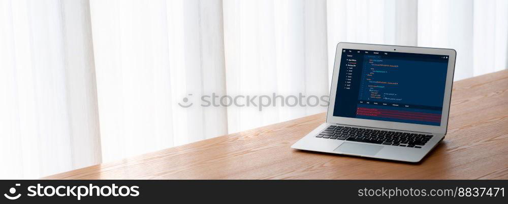 Software development programming on computer screen for modish application and program coding. Software development programming on computer screen for modish application