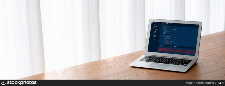 Software development programming on computer screen for modish application and program coding. Software development programming on computer screen for modish application