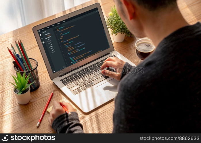 Software development programming on computer screen for modish application and program coding. Software development programming on computer screen for modish application