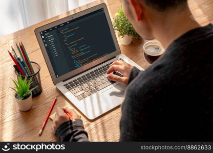 Software development programming on computer screen for modish application and program coding. Software development programming on computer screen for modish application