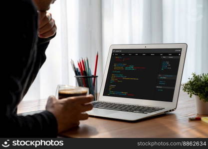 Software development programming on computer screen for modish application and program coding. Software development programming on computer screen for modish application