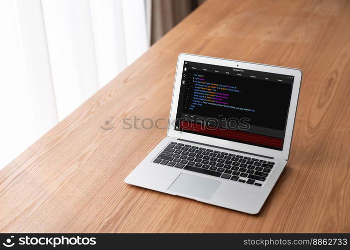 Software development programming on computer screen for modish application and program coding. Software development programming on computer screen for modish application