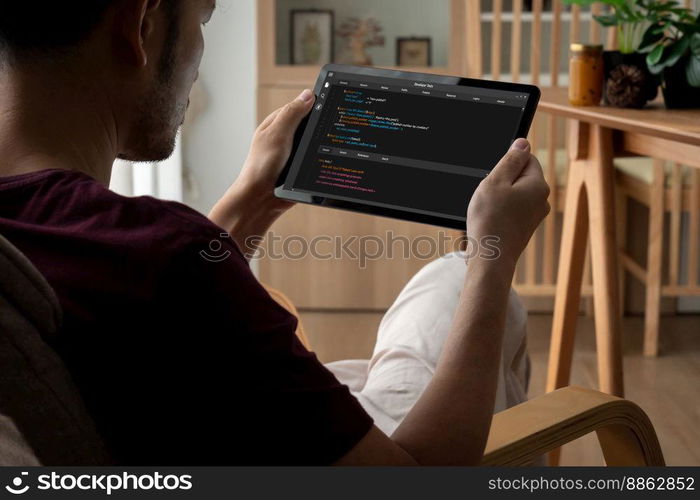 Software development programming on computer screen for modish application and program coding. Software development programming on computer screen for modish application
