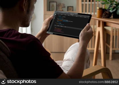 Software development programming on computer screen for modish application and program coding. Software development programming on computer screen for modish application