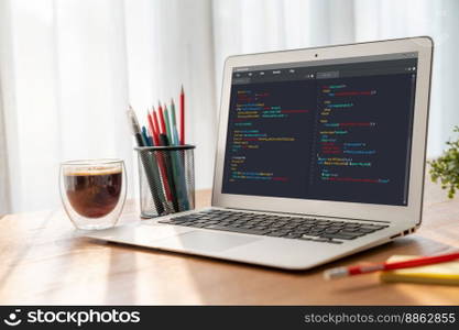 Software development programming on computer screen for modish application and program coding. Software development programming on computer screen for modish application