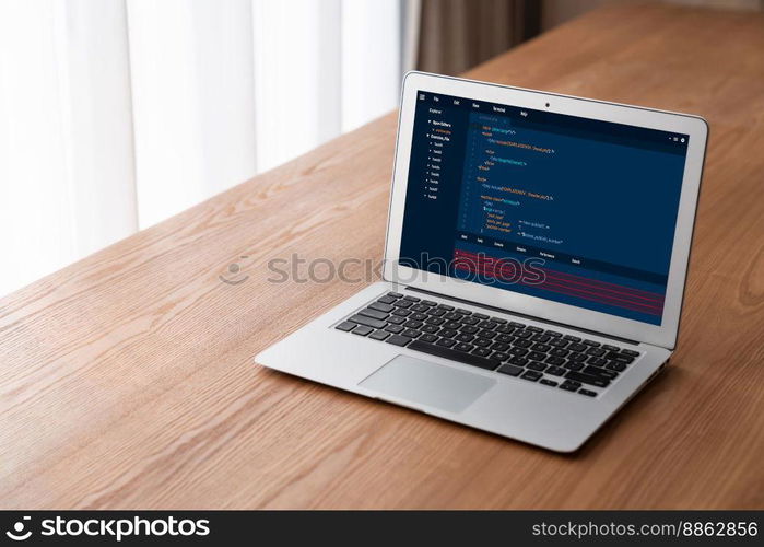 Software development programming on computer screen for modish application and program coding. Software development programming on computer screen for modish application