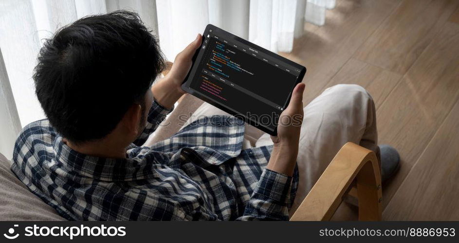 Software development programming on computer screen for modish application and program coding. Software development programming on computer screen for modish application