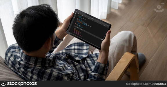 Software development programming on computer screen for modish application and program coding. Software development programming on computer screen for modish application