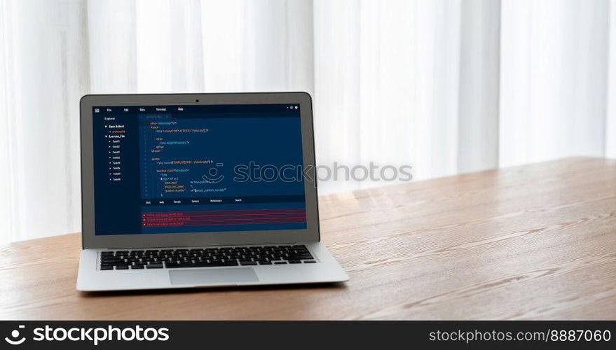 Software development programming on computer screen for modish application and program coding. Software development programming on computer screen for modish application