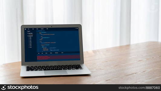 Software development programming on computer screen for modish application and program coding. Software development programming on computer screen for modish application