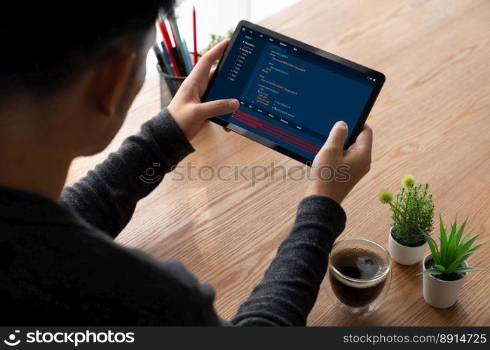 Software development programming on computer screen for modish application and program coding. Software development programming on computer screen for modish application