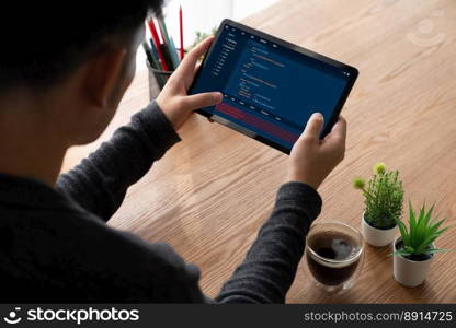 Software development programming on computer screen for modish application and program coding. Software development programming on computer screen for modish application