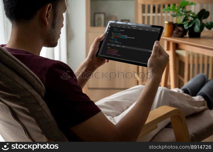 Software development programming on computer screen for modish application and program coding. Software development programming on computer screen for modish application
