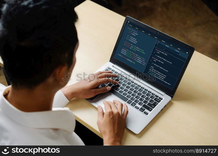 Software development programming on computer screen for modish application and program coding. Software development programming on computer screen for modish application