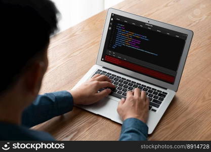 Software development programming on computer screen for modish application and program coding. Software development programming on computer screen for modish application
