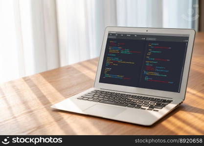 Software development programming on computer screen for modish application and program coding. Software development programming on computer screen for modish application