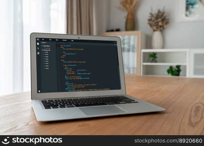 Software development programming on computer screen for modish application and program coding. Software development programming on computer screen for modish application