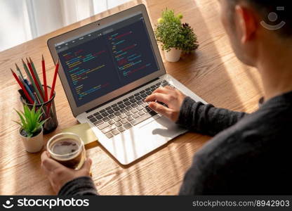 Software development programming on computer screen for modish application and program coding. Software development programming on computer screen for modish application