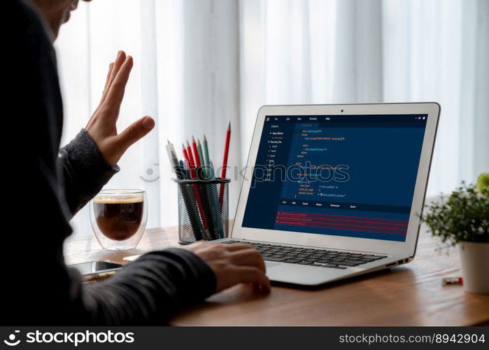 Software development programming on computer screen for modish application and program coding. Software development programming on computer screen for modish application
