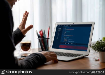 Software development programming on computer screen for modish application and program coding. Software development programming on computer screen for modish application