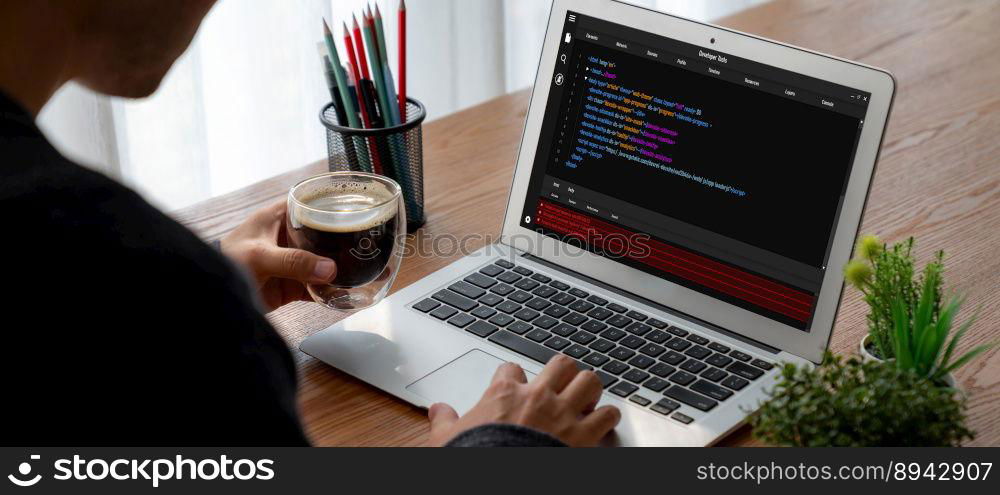 Software development programming on computer screen for modish application and program coding. Software development programming on computer screen for modish application