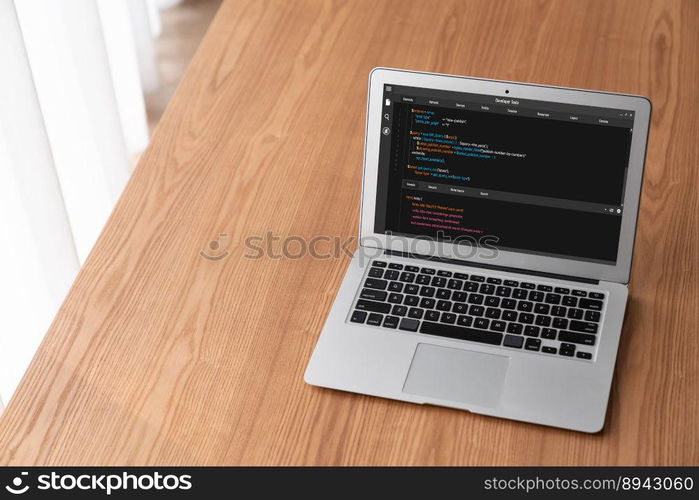 Software development programming on computer screen for modish application and program coding. Software development programming on computer screen for modish application