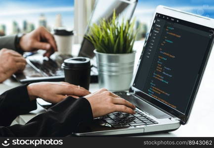 Software development programming on computer screen for modish application and program coding. Software development programming on computer screen for modish application