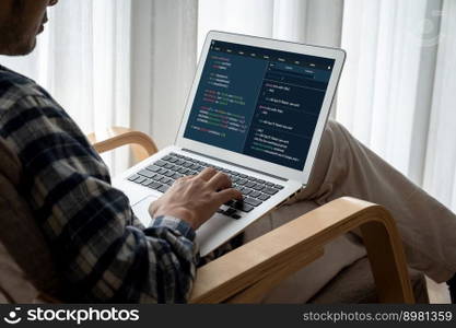 Software development programming on computer screen for modish application and program coding. Software development programming on computer screen for modish application