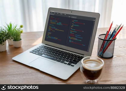 Software development programming on computer screen for modish application and program coding. Software development programming on computer screen for modish application