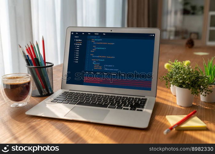 Software development programming on computer screen for modish application and program coding. Software development programming on computer screen for modish application